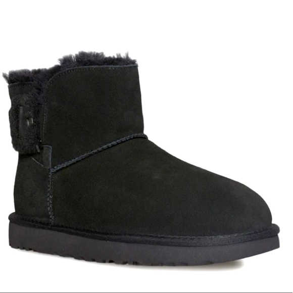 •SOLD• UGG Black Mini Bailey Fluff Buckle - Picture 2 of 11